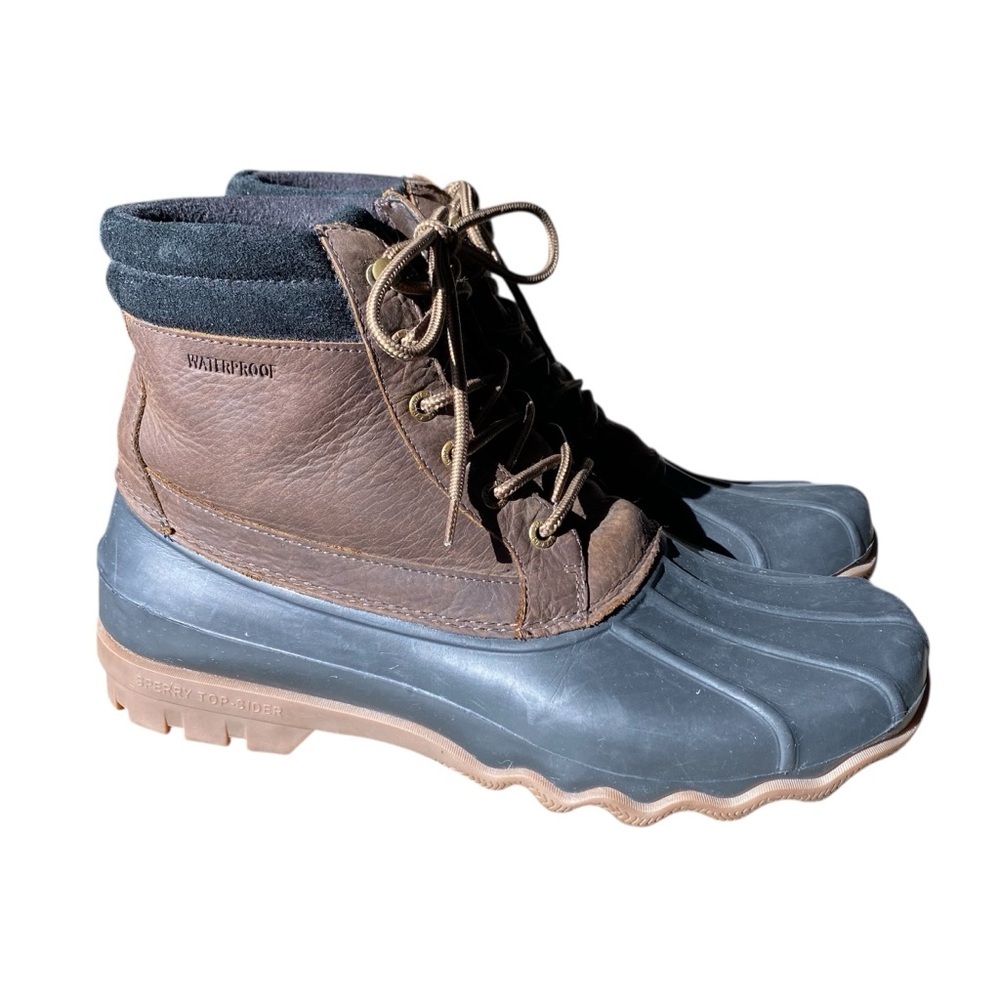 Sperry Brewster Boots Brown Black Leather Waterproof STS19274 Men’s Size 11